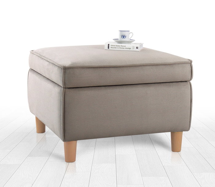 Atelier Del Sofa Puf de Algodón Marrón con Almacenamiento Atelier Del Sofa Puf de Algodón Marrón con Almacenamiento